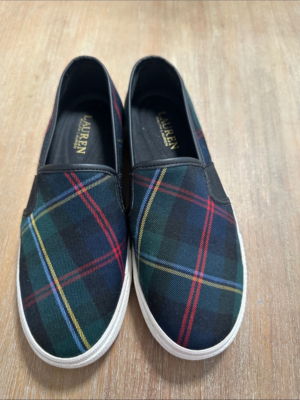 Lauren Ralph Lauren Men’s Plaid Slip-On Sneakers - Black/Green